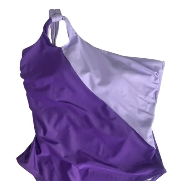 Cupshe One Shoulder One Piece Colorblock Swimsuit Small Purple New - Picture 3 of 10